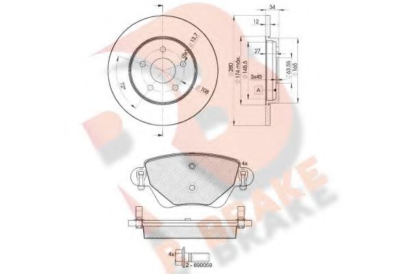 Set frana, frana disc